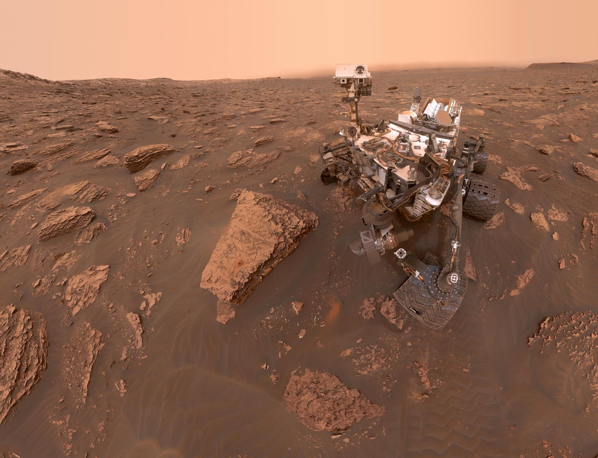 NASA Curiosity rover selfie during a Martian dust storm at Gale Crater